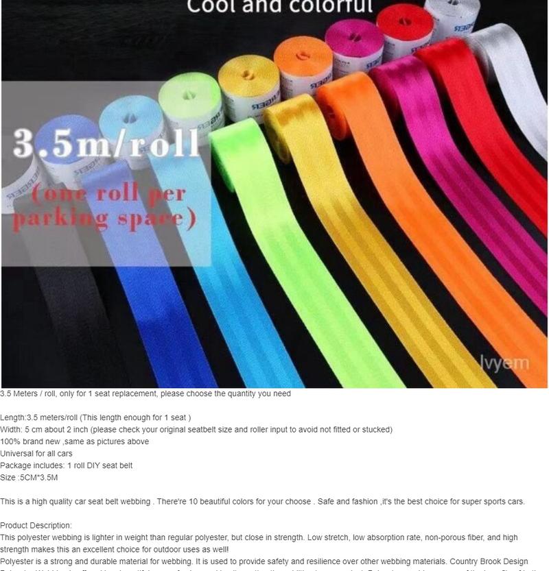 Product Introduction of 【24-hour shipping+free shipping+COD】3.5 Meter UNIVERSAL Car Seat Belt Front Safety Webbing Fabric Strap Strip Perodua Proton Perodua Myvi Axia Bezza Saga Blm FlX FL Wira Iswara Persona 11