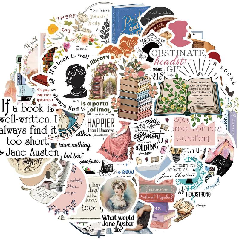 Product Introduction of Reading Themed Sticker, 50pcs/set Waterproof Self Adhesive Decor Paper, Decor Sticker for Gift Greeting Card Water Bottle Laptop Phone 2