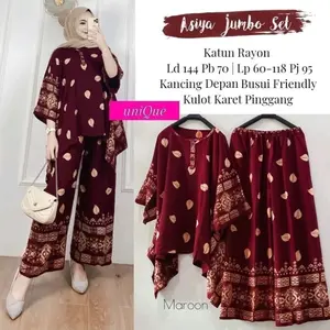 Oneset Waka waka setelan trandy motif Asiya Jumbo LD 130