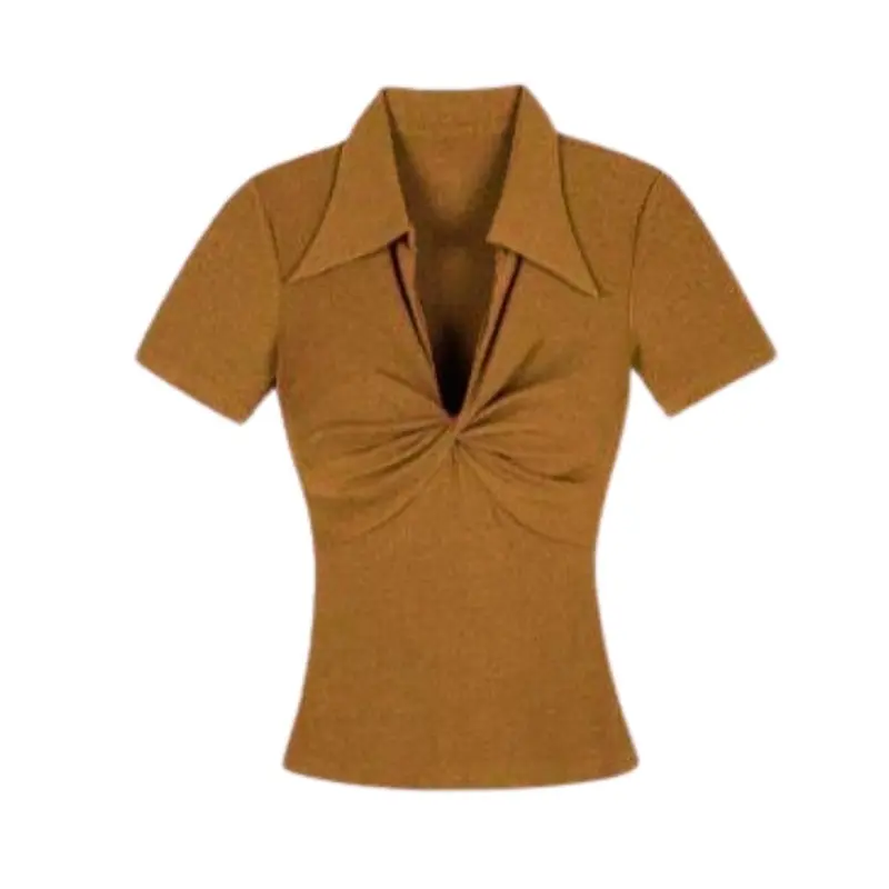 Áo Thun Nữ Bigsize Tay Ngắn Xoắn Trước Cổ Bẻ ESHOP Áo Kiểu Nữ Bigsize 45-85Kg Áo Phong Nữ Ôm Body Co Giãn Mùa Hè Đẹp Dễ Thương MS229 Top Áo Nữ Women 4