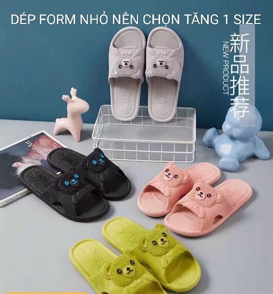 TĂNG 1 SIZE Dép lê dép nữ quai ngang dép đi trong nhà văn phòng nhà tắm hình gấu Happy S-178 siêu cute hottrend chất liệu PVC dẻo dai siêu nhẹ siêu bền