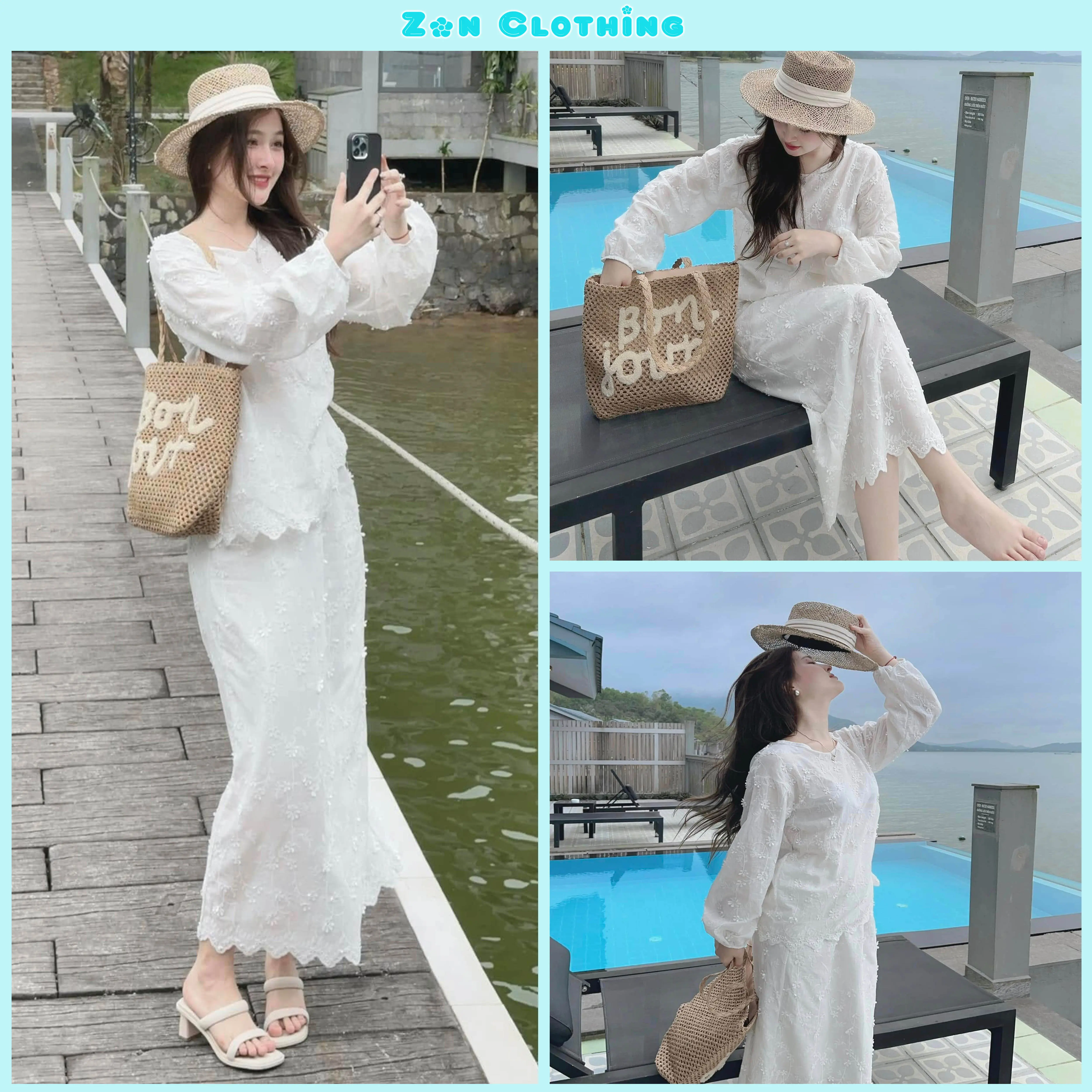 Set Váy Ren Hoa Nổ Cổ Tròn Chân Váy Midi Dáng Dài Mềm Mại 2 Lớp Nhẹ Nhàng Duyên Dáng Dress Nữ Top By Zon Clothing Z020