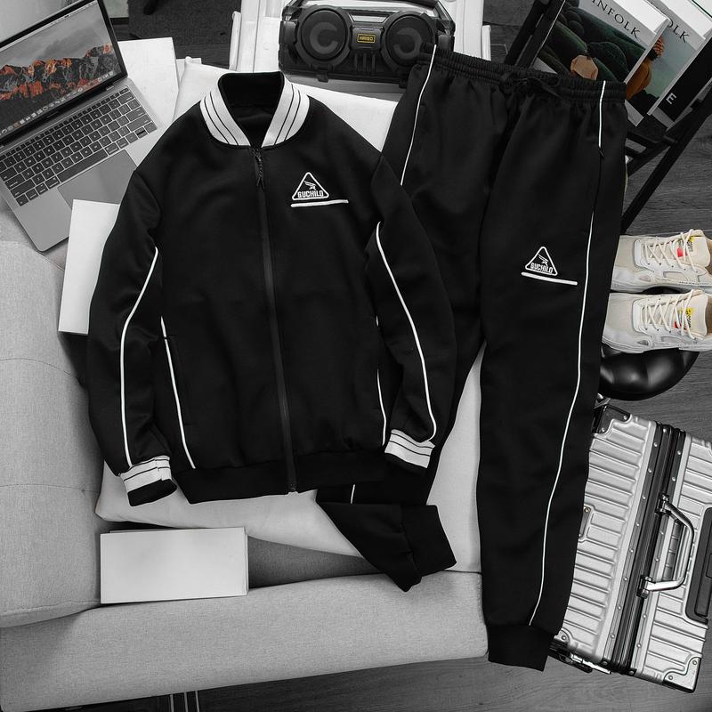 Bộ quần áo thu đông nam nữ nỉ ép hai da guchilo, áo bomber quần dài - chất dầy dặn co giãn, rất ấm áp và thời trang