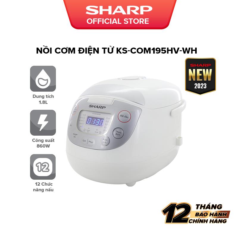 Nồi cơm điện tử Sharp KS-COM195HV-WH 1.8L Nấu cơm và 11 Chức năng nấu - Bảo hành 12 tháng