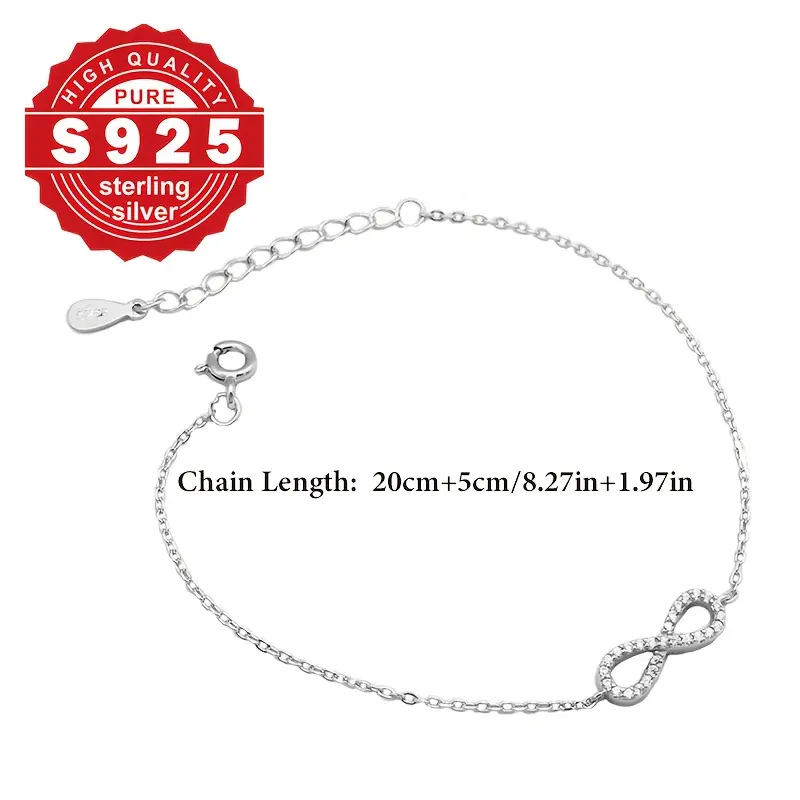 One Women's Infinity Foot Chain, s925 Pure Silvery, Low Allergy, Mobius Symbol, Fashion, Suitable for Summer Wear, Refreshing and Exquisite, Suitable as Gifts, Gift for Wife and Daughter 1