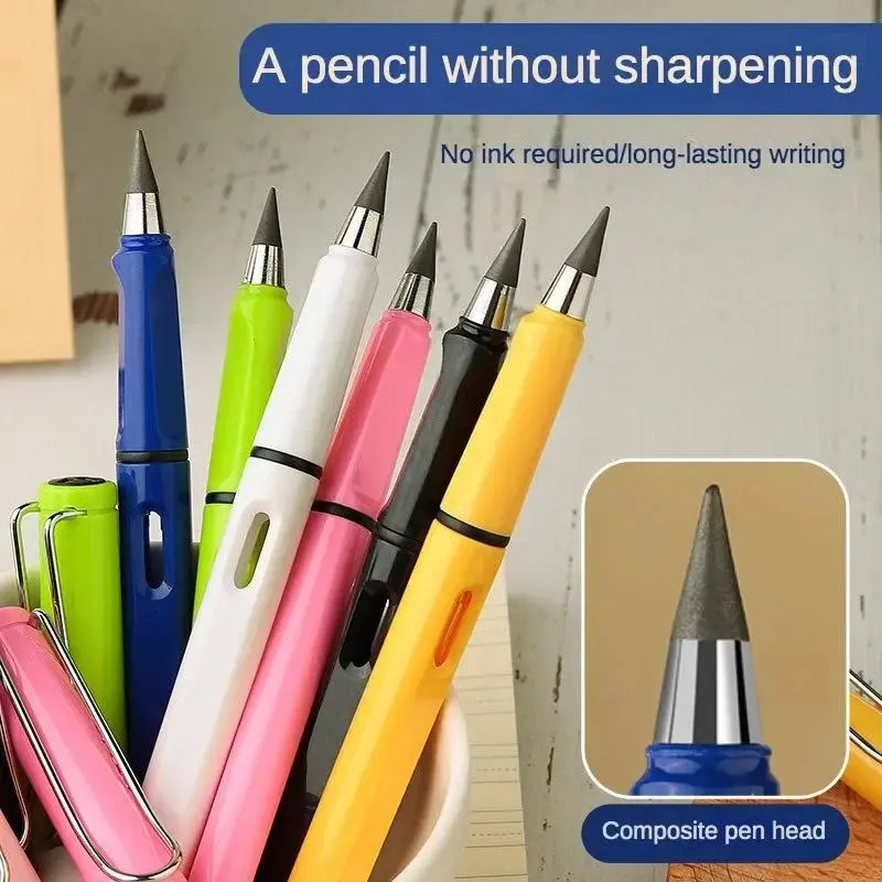 1 Pcs Black Technology Eternal Pencil Erasable Not Easy To Break Lead Writing Endless Inkless Sketch Writing Pose Student Set