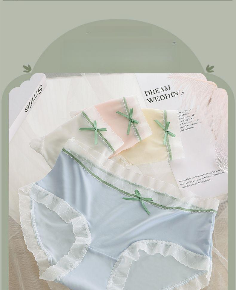 Product Introduction of 4 Pack Ice Silk Seamless Panties Ultra-Thin Quick-Drying Breathable Mid Waist Antibacterial Girl Student Briefs Lingerie Women Lady Basic Minimalist Womenswear Comfort Innerwear Seamless Ice Silk Low Waist Panty 5