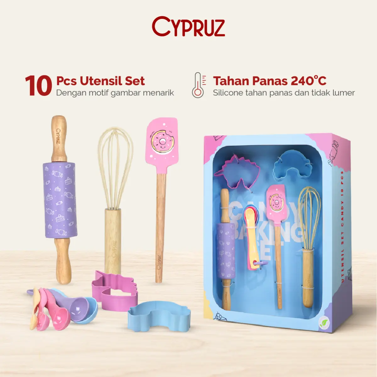 [COD] Cypruz Utensil Candy Baking Silicone Set 10 pcs Kitchenware