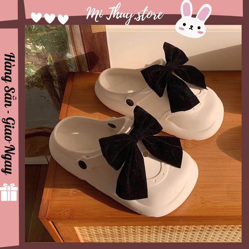 ( Chọn Lùi 1 size ) Dép sục nơ nhung kín mũi XXT NƠ KÍN MŨI