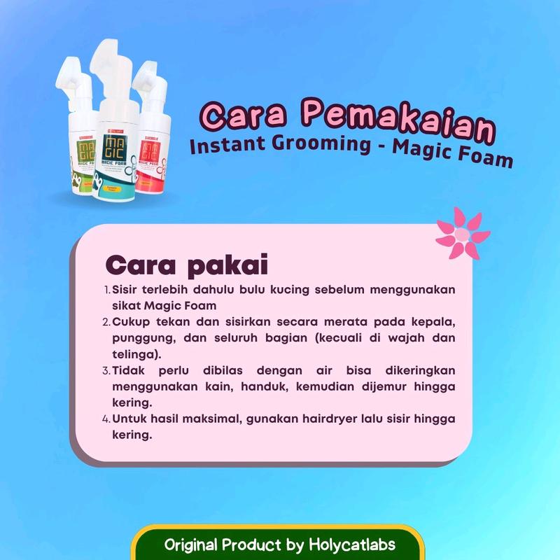 Magic Foam Dry Shampoo 100 ml mandi kering wangi tanpa bilas untuk anabul 4