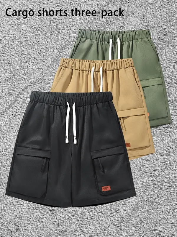 Men's Solid Color Zipper Pocket Shorts, Regular Fit Casual Comfy Breathable Shorts for Summer, Men's Bottoms for Daily Wear 3