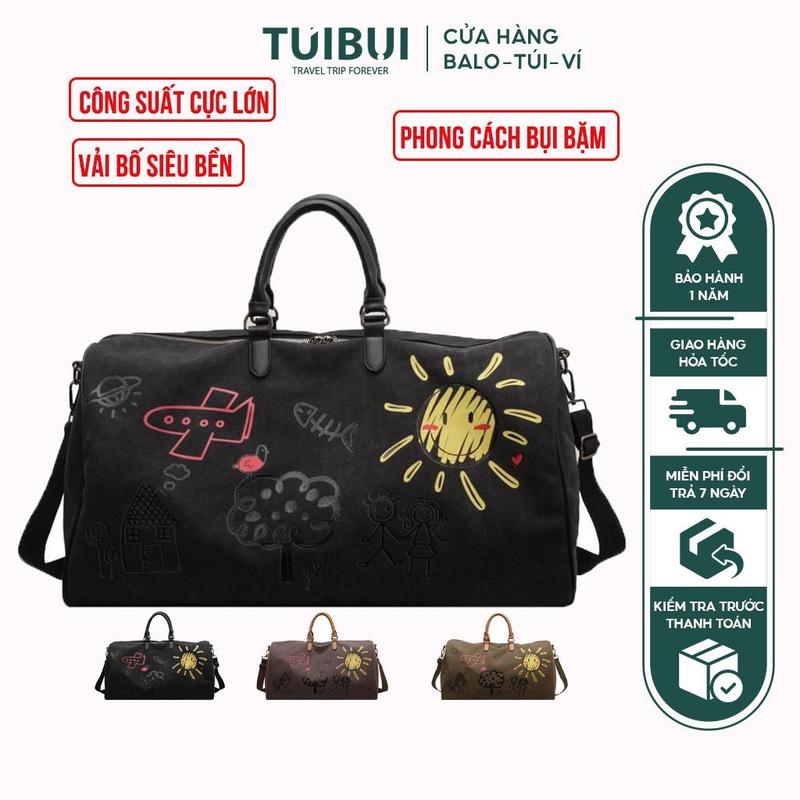 Túi xách du lịch dung tích lớn phong cách cổ điển chất liệu vải bố siêu bền Bag