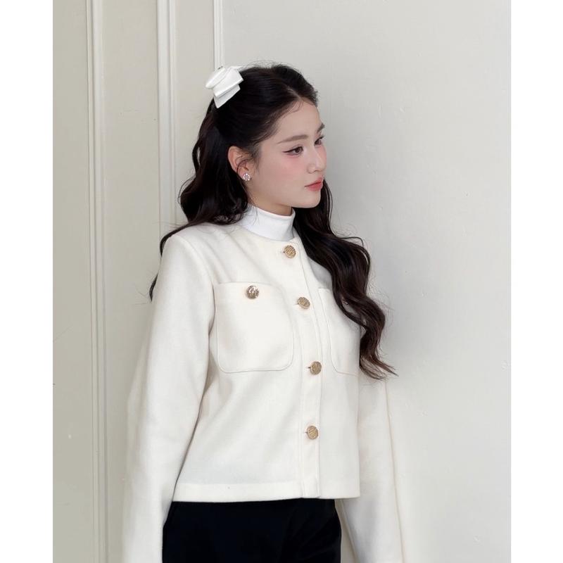 Yuri Top - Áo khoác dạ ép , cúc vàng ( 1 lớp )