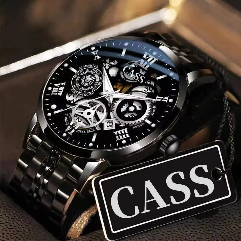 JAM TANGAN PRIA IMPORT 2024 NEW CASS MEN'S WATCH FASHION HOLLOW BUSINESS WATCH TREN WATERPROOF NIGHT LIGHT LUMINOUS QUARTZ QUARTZ SEGOOD WATCHES 2