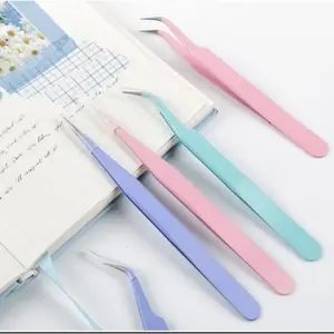 (BESI STAINLESS) PINSET BULU MATA lengkung/lurus (HARGA/BIJI) eyelash tweezer penjepit besi stiker