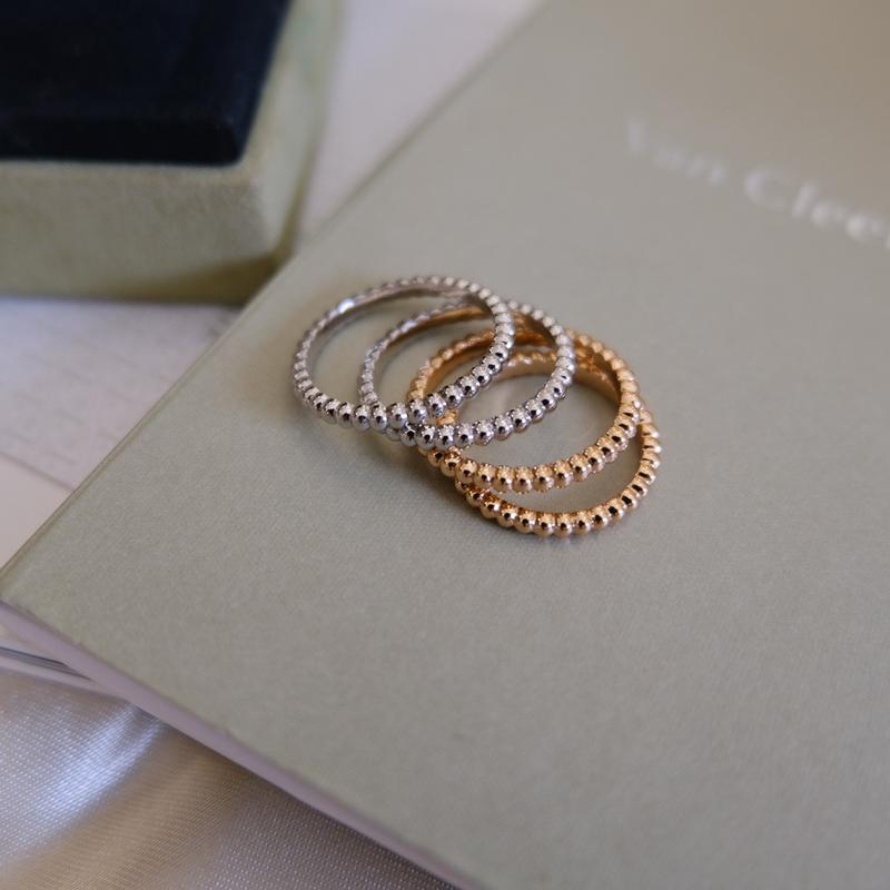 Nhẫn Hạt, Phiên Bản Cao, Dành Cho Nữ, Mạ Vàng Hồng 18K, CNC Chạm Khắc, Nhẫn Hạt Tròn Đôi, Trang Sức Tay, Tháng Mười Một 1