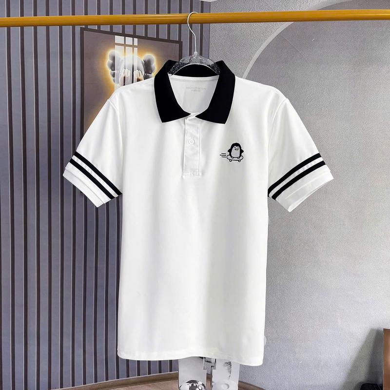 Áo polo nam phối viền tay mẫu mới cập nhật, chất vải poly co giãn thoải mái - MÂY FASHION menswear shirt có cổ Ngắn Tay Tre áo  polo  con  ngựa  nam