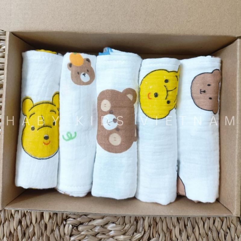 Khăn sữa cho bé khăn mặt xô muslin họa tiết đáng yêu gối sơ  sinh 