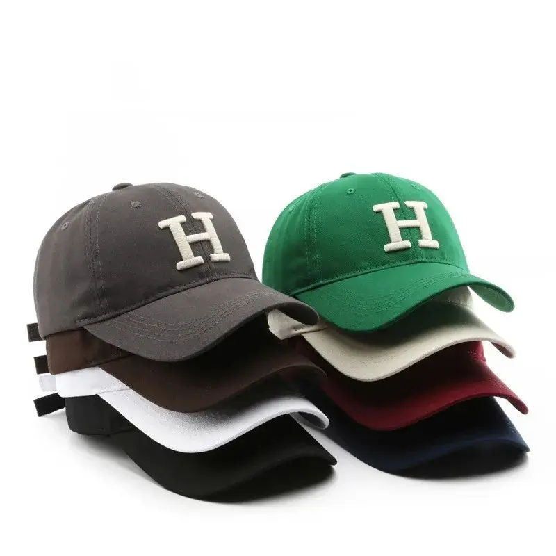 Hat Female Summer Couple Korean Style Fashionable Embroidery Letter H Curved Brim Baseball Cap Casual Sun Hat