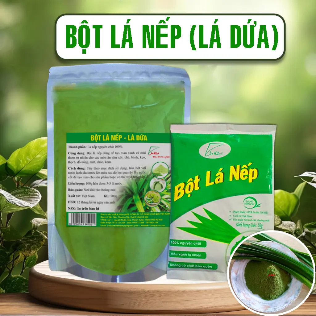 Bột lá nếp lá dứa nguyên chất sấy lạnh chuyên dùng tạo màu thực phẩm