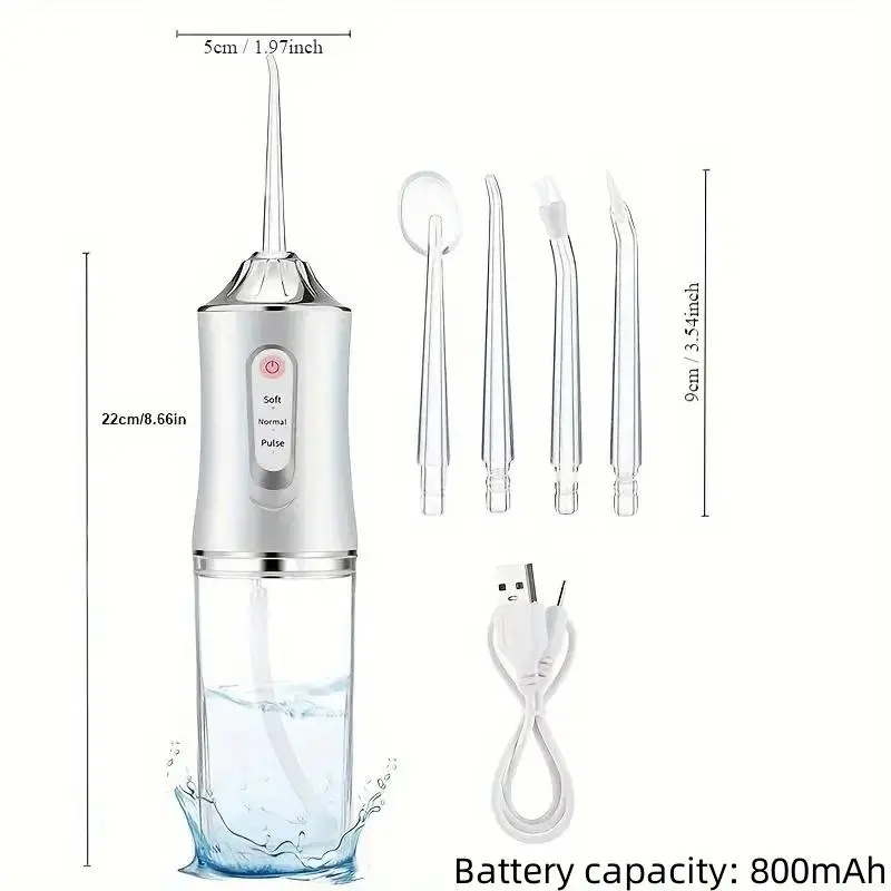Portable Rechargeable Water Flosser with 4 Replacement Nozzle, 1 Set Oral Irrigator for Home & Travel, Personal Oral Care Appliance 1