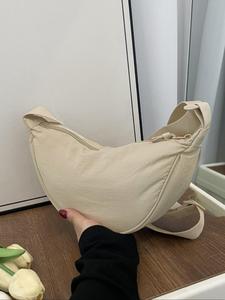 Bolso hobo de color sólido para mujer, bolso de hombro minimalista de moda para uso diario, bolso de viaje diario de alta calidad versátil de moda informal, bolso de compras para niña