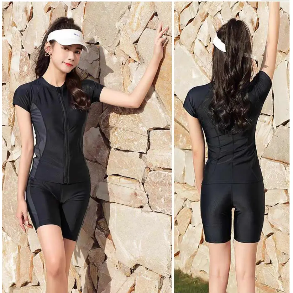 New Plus Size Summer Women's Short Sleeve Shorts Swimwear Two-Piece Swimsuit