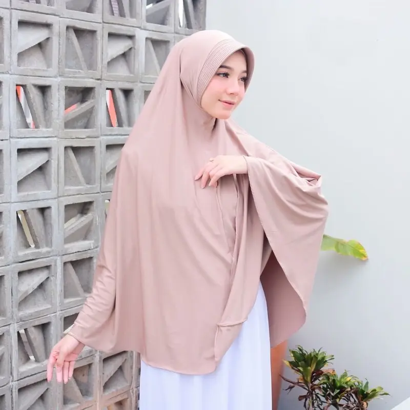 Hijab/Jilbab Khimar Bergo Hamidah Semi jumbo Spandek Jersey | Jilbab Bergo Simple Pad XL Spandek Jersey | Kerudung Ukuran Semi Jumbo, Muslim Instan Syari Panjang Layer 2