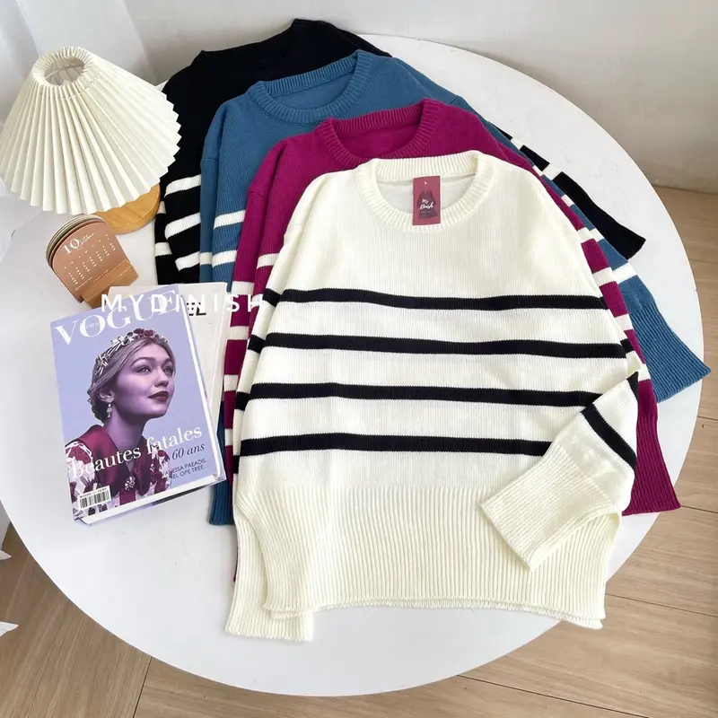Dinda Blaster Blouse - Atasan Blouse Wanita Bahan Rajut Setrip Baju Nyaman 0