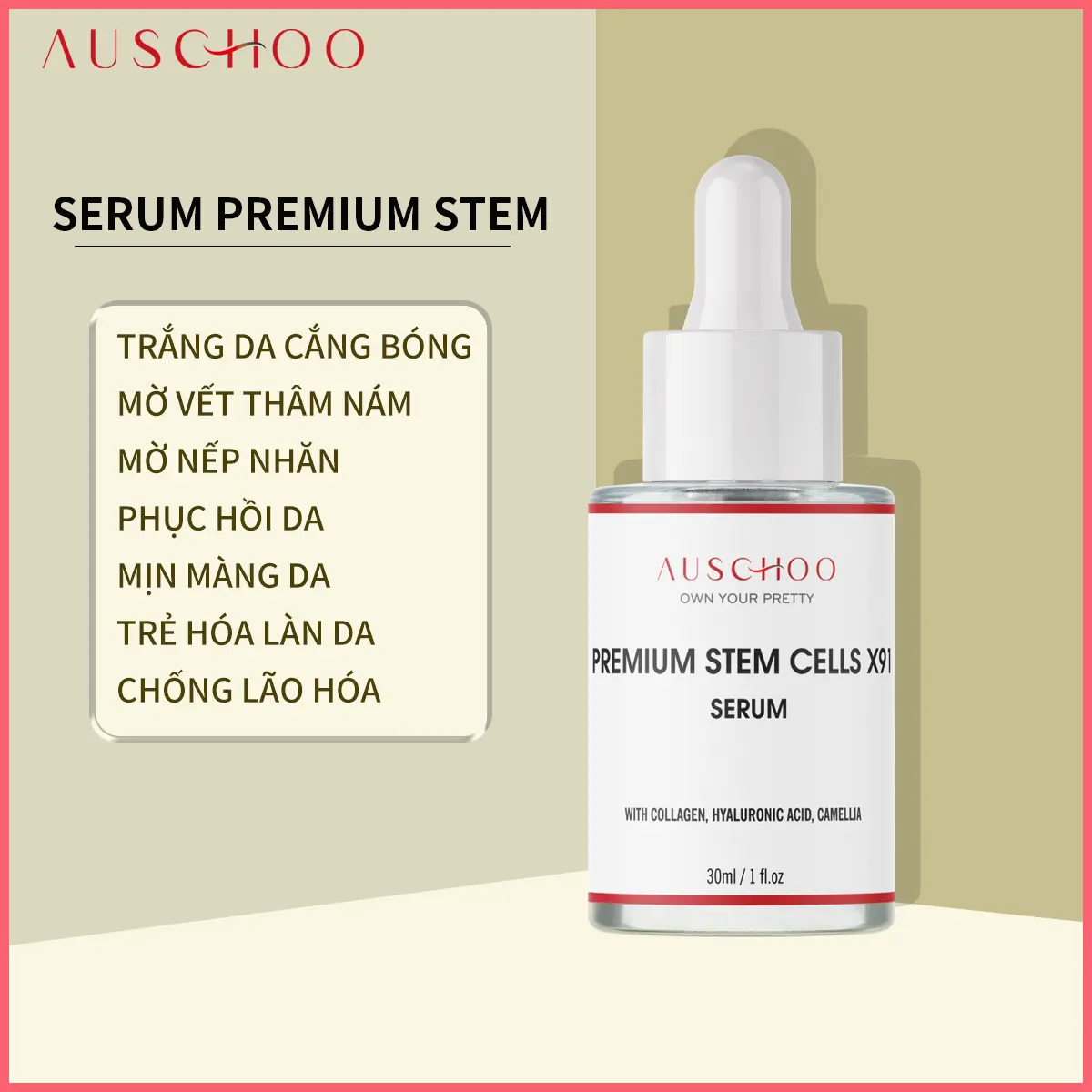 Serum Cấp ẩm AUSCHOO PREMIUM STEM CELLS X91 sáng da 30ml
