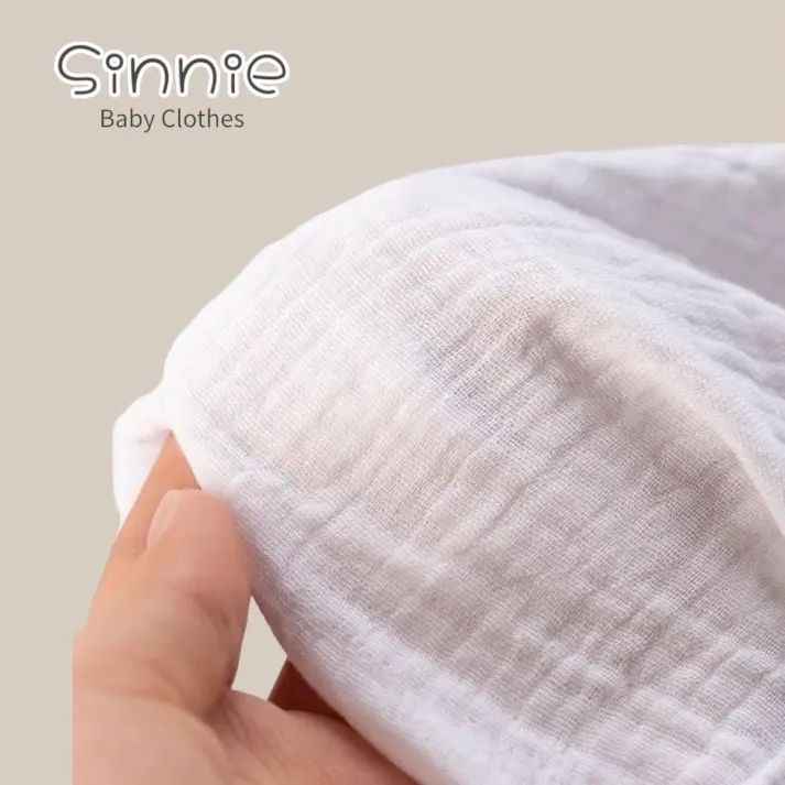 Mũ buộc dây tai gấu tai thỏ vải xô Muslin cho bé Sinnie, mũ tai thỏ siêu dài vải xô sợi tre thấm hút cho bé. Voi 7