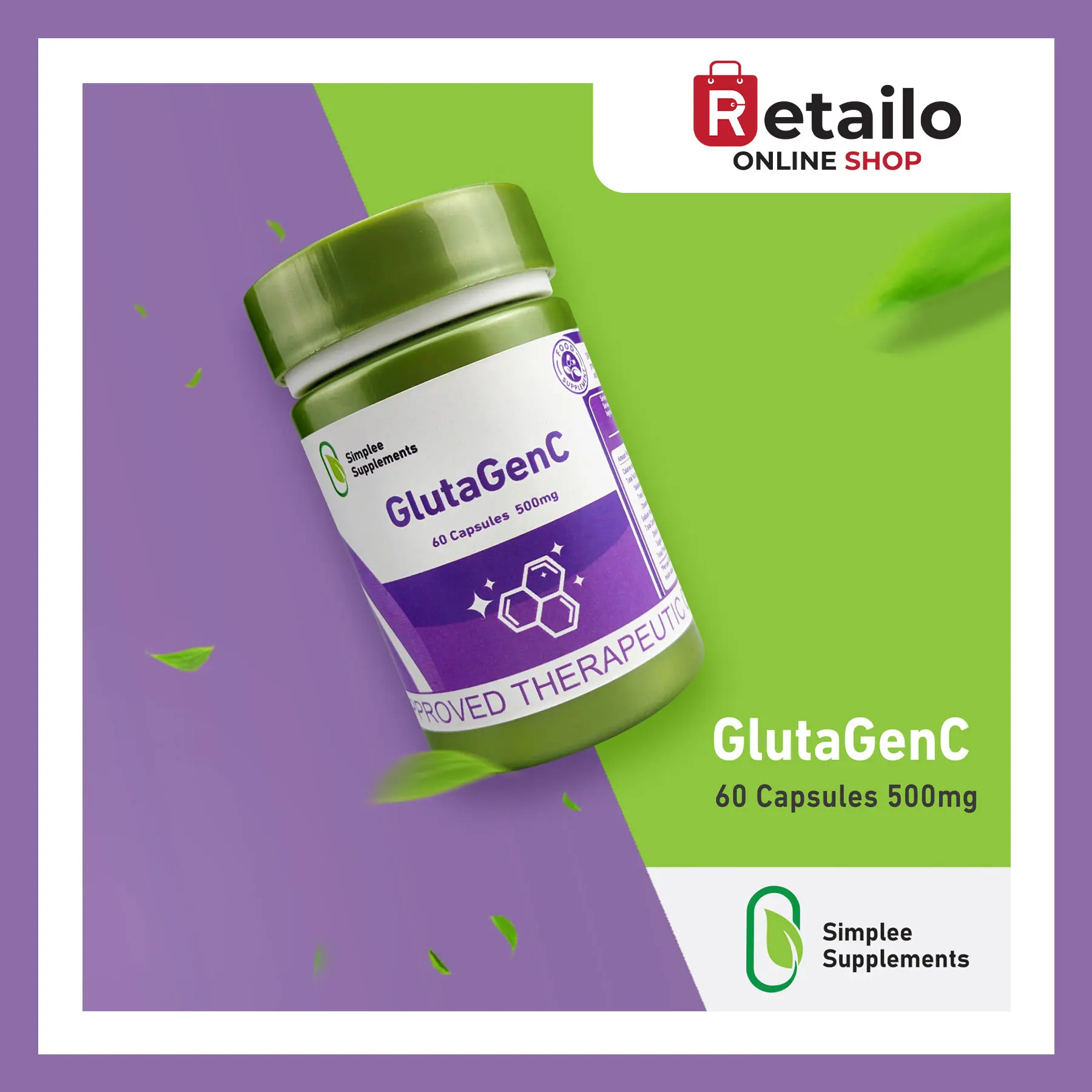 Simplee GlutaGenC Whitening Capsule Supplements – FDA Approved | 500mg