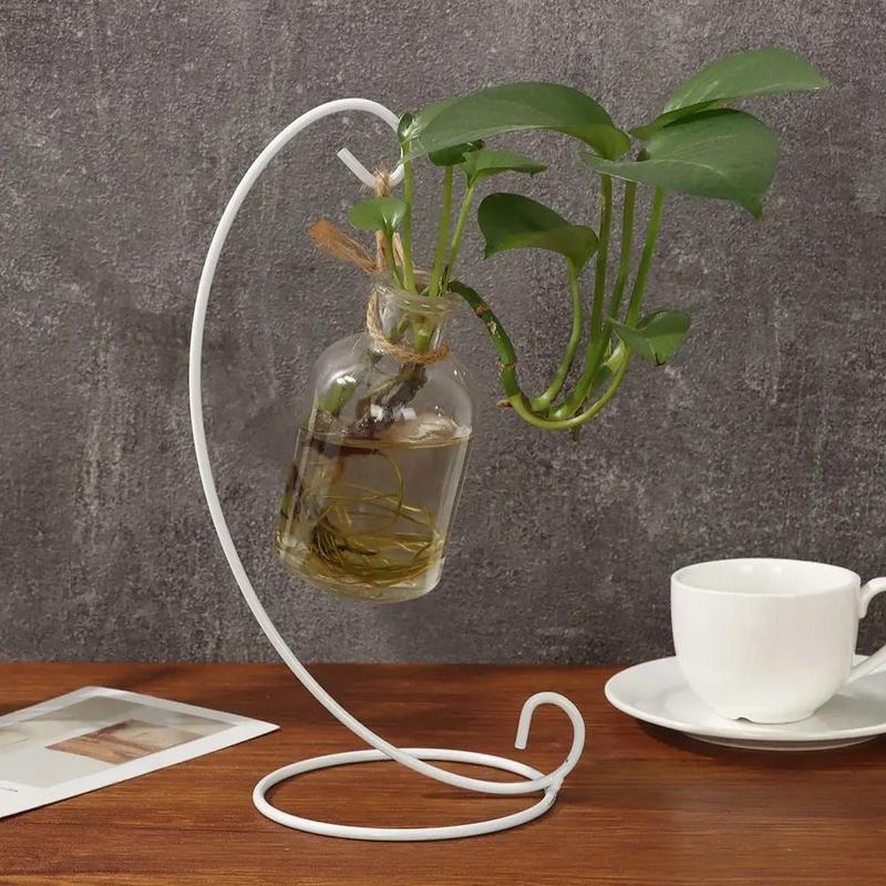Product Introduction of Candle Holder Iron Art Glass Ball Hanging Stand Retro 23-33cm Flower Stand Portable Ecological Bottle Stand Candle 15