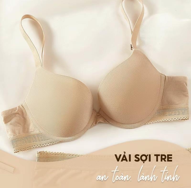 Áo lót nữ bra vải cotton có gọng đệm êm mềm 2,5 cm women kem M124.