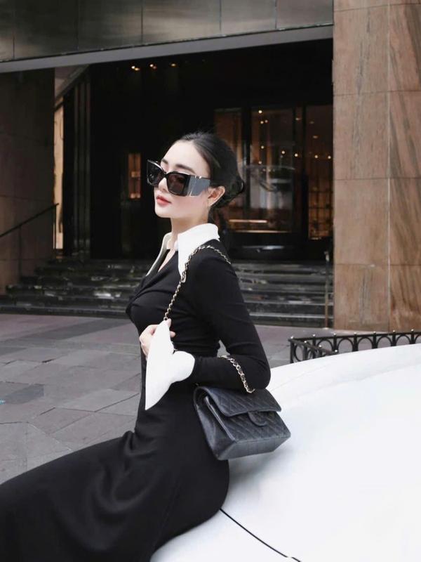 D671 ĐẦM THIẾT KẾ BIGSIZE DÁNG DÀI CỔ V PHỐI TAY LOE TRẮNG (TÁO ĐỎ BIGSIZE 55-90KG) 5