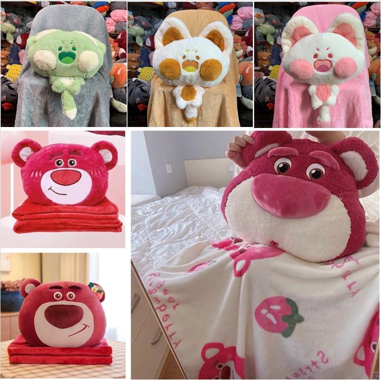 Chăn Gối Văn Phòng, Gối kèm mền, Gối có mền bên trong Hình Mèo tròn cho bé học bán trú, Ngủ trưa văn phòng, ngủ và tựa lưng trên xe ô tô, Du lịch giã ngoại tiện lợi