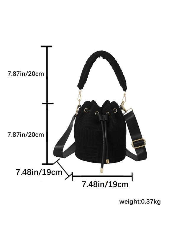 Women's 1 Piece Minimalist Elegant Solid Color Bucket Bag, Fashion All-match Flannelette Bucket Handbag, Fashionable Adjustable Strap Design Crossbody Bag for Daily Used 1