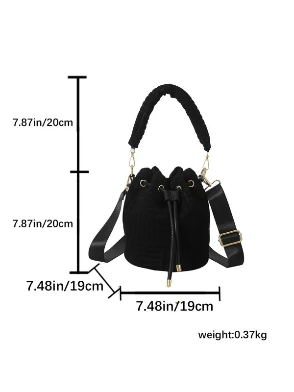 Women's 1 Piece Minimalist Elegant Solid Color Bucket Bag, Fashion All-match Flannelette Bucket Handbag, Fashionable Adjustable Strap Design Crossbody Bag for Daily Used 1