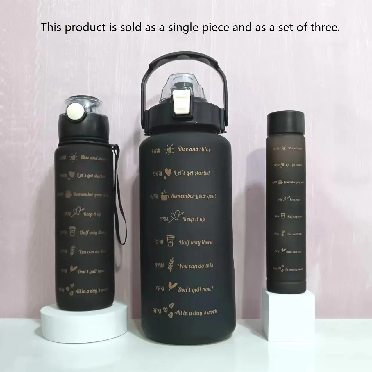 Sports Water Bottles, 1/3 Counts Large Capacity Drinking Bottle with Time Marker, Portable Drinks Tumbler Cups for Home Kitchen School Office, Reusable Drinkware, Gifts for Him, Gifts for Kids, Birthday Gift, Summer for Gift