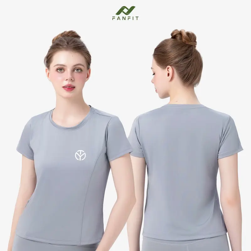 Áo thun thể thao Nữ tập Gym Yoga Pilates TYM FFTS003 Cổ tròn Tay ngắn - Vải Polyester 4C co dãn 4
