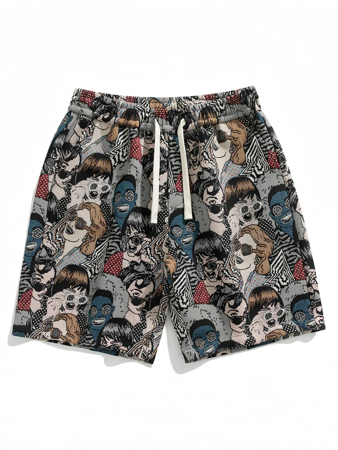 Men's All Over Print Drawstring Waist Shorts, Regular Fit Casual Street Shorts for Summer, Men's Bottoms for Daily Wear