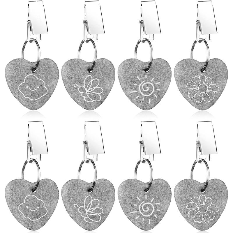 8Pcs/Set Clip Tablecloth Weight Heavy Duty Marble Windproof Flower Sun Cloud Butterflies Keychain Curtain Dining Table Cover Pendant Home Supplies 4