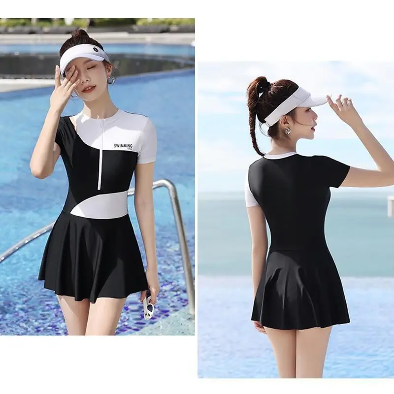 Đồ bơi nữ liền thân dáng váy có đệm ngực kiểu dáng thể thao vải mềm mại co giãn BD0066 6