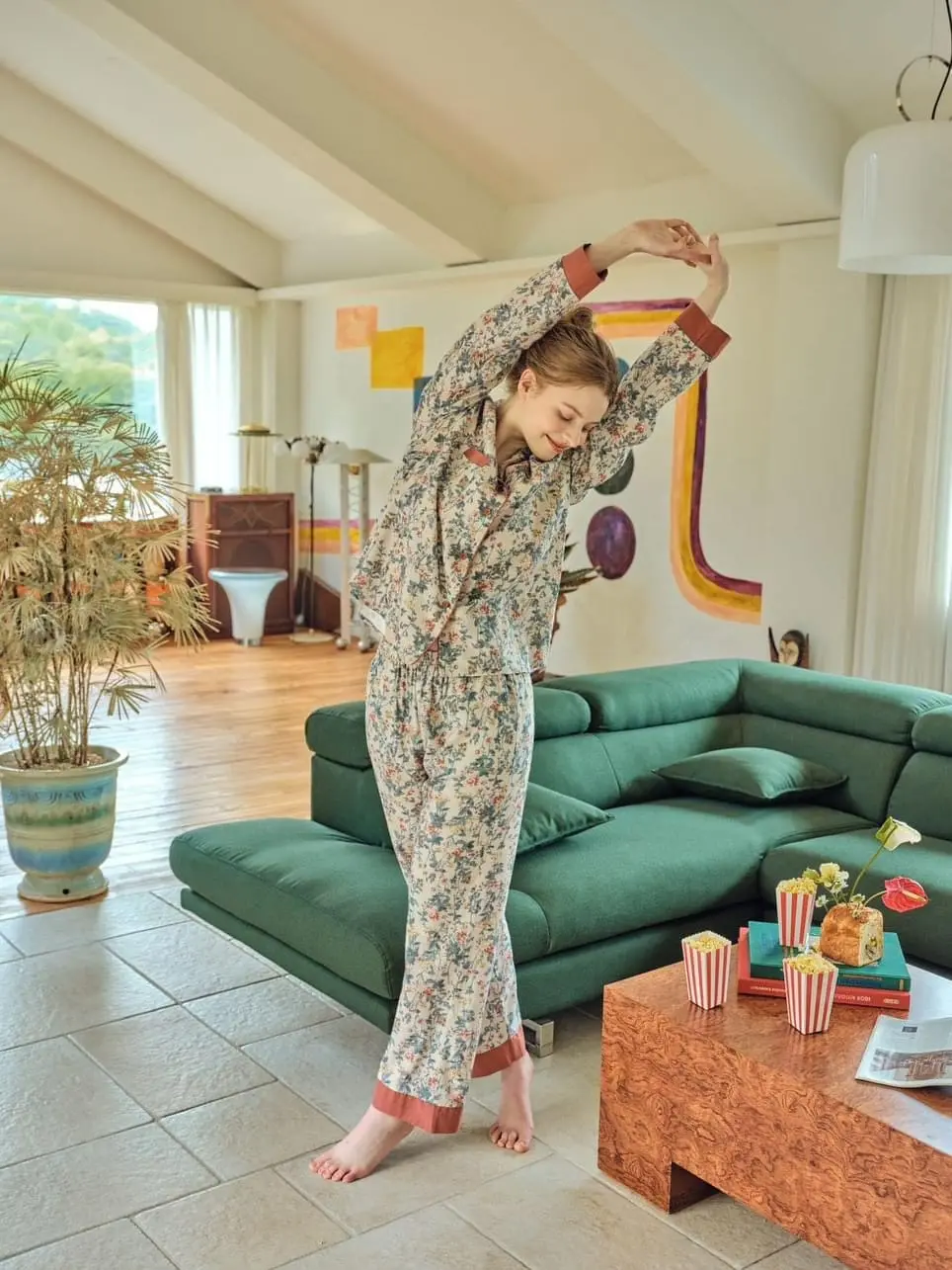 Bộ ngủ nữ Ullala dài tay hoa thu đông sale off