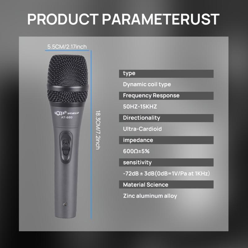 Product Introduction of AT-660 Professional Wired Dynamic Condenser Microphone Handheld Karaoke Mic with High Sound Quality for Electronic Keyboard, Home KTV, Musical Instruments, Amplifiers, Mixing Console, Computer, Live Streaming, Multi-Purpose Recording 3