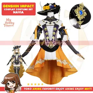 Kostum Cosplay Navia Caspar Karakter Anime Game Genshin Impact Fontaine Ousia Geo