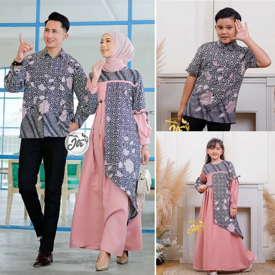 Sarimbit Keluarga Muslim Couple Gamis Ibu dan Anak Couple Gamis Lebaran Keluarga Sarimbit Batik Terbaru Katun Muslim Baju Pasangan Baju Sarimbit Keluarga 2025