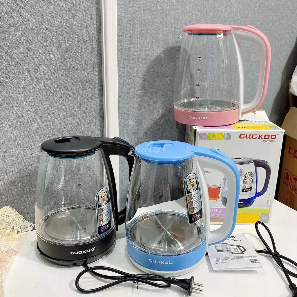 Ấm siêu tốc thủy tinh cao cấp 2.0L 1500w bình siêu tốc trong suốt, tự ngắt khi sôi