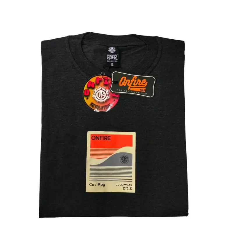 Onfire Kaos Pria Distro Lengan Pendek Katun Santai Crew Neck Nyaman Unik Jeans Panjang 0