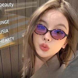 FS Small Oval Sunglasses Retro Glasses Leopard Small Frame Glasses New Fashion Simple Vintage Eyeglasses
